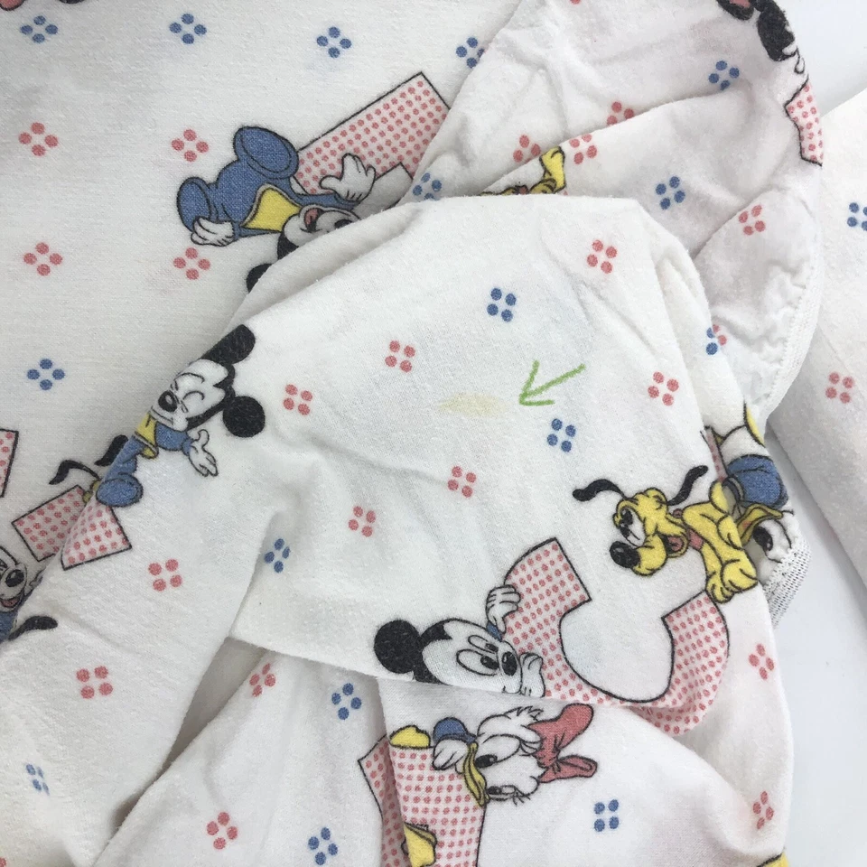 Juego de sábanas ajustables vintage de Disney 1984 Mickey Minnie Pluto Baby ABC 2 piezas Foto 4 de 4