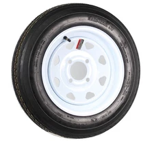 eCustomrim Trailer Tire On Rim 480-12 4.80-12 Load Range C 4 Lug White Spoke