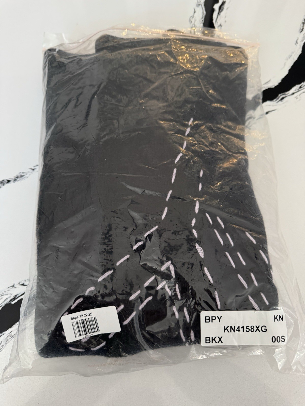 BAPY A Bathing Ape Wool Knit Sweater Dress Black Stitch Logo Sz S NWT thumbnail 11