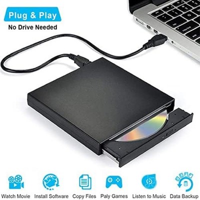 Slim External CD DVD Drive USB 2.0 Disc Player Burner Writer For Laptop PC Mac