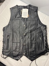 Vance Leathers Men's Premium Ten Pocket Leather Vest Conceal Carry Black  S