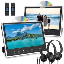 2X12" IPS Car Headrest Monitor Portable DVD Player 1080P HDMI Sync Screen USB SD