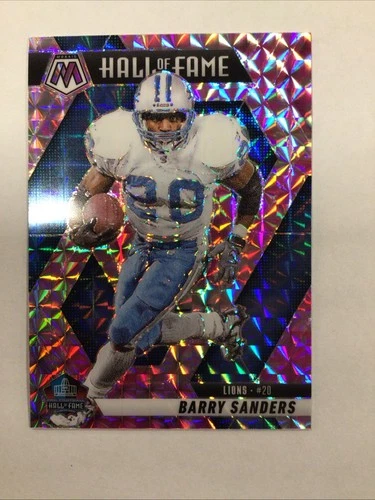 2025 Panini Mosaic - Hall of Fame Barry Sanders #291 Camo Pink Mosaic Prizm