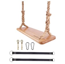 Hanging Wooden Tree Swing, 24"X 8"X 1.2" for Adults  Kids with 500Lbs Load