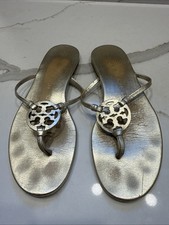 Tory Burch Miller II Matte Gold Sandals Size 10 Preowned