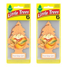 LITTLE TREES Car Air Freshener Hanging Tree Scent, Peach Ginger Spritz, 12 Pack