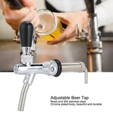 Long Shank Beer Faucet Dispenser with Flow Control for Homebrewing Parties