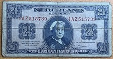 Netherlands 1945 2 1/2 Gulden Banknote