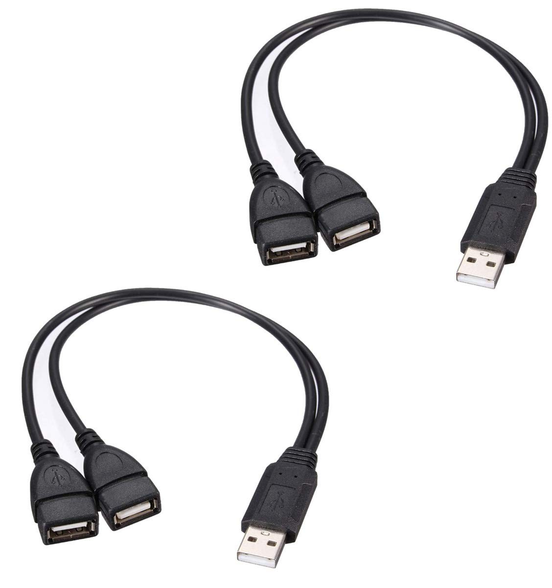 Adaptermvp USB 2.0 Adapter, Dual Female Jack Y Splitter Charger 2 Pack
