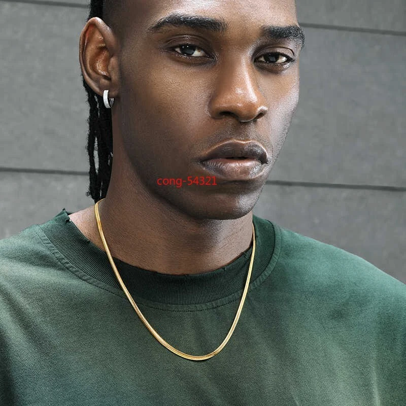 14K Solid Yellow Gold 3.5mm Flat Snake Chain Necklace 18" 20" 22" 24" Italy- - Image 3 of 4