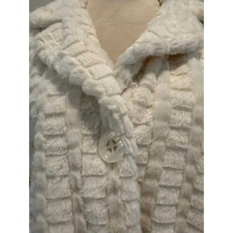 Multiples - White Faux Fur Jacket Fully Lined, Size L - Image 2 of 4