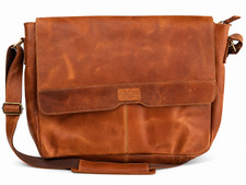 Vintage Brown Leather Messenger Bag Laptop Briefcase Satchel Shoulder 17