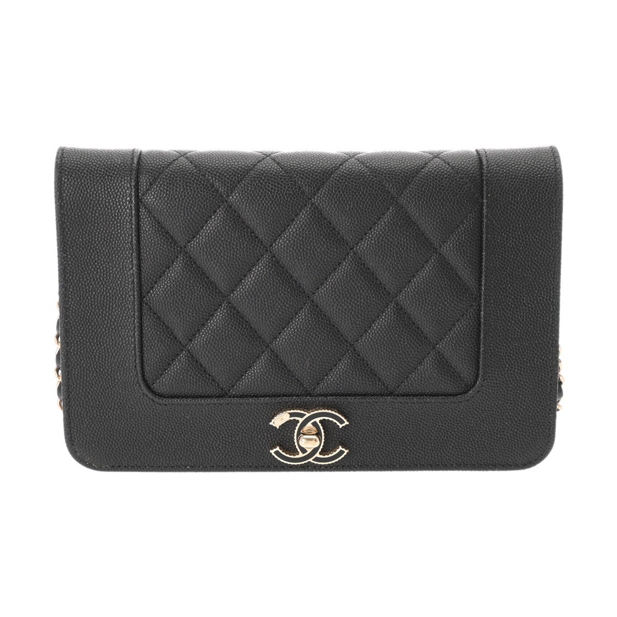 CHANEL Mademoiselle Black Caviar Shoulder Bag with Chain Wallet A80972
