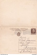 INTERO POSTALE C. 30 + 30 CON RISPOSTA P. - V.G. DA NAPOLI PER ASMARA - ERITREA