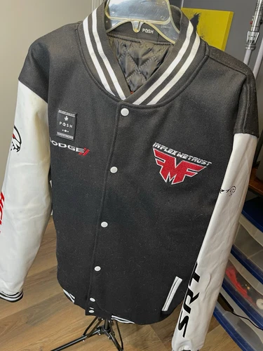 Dodge SRT Hellcat POSH Men’s 2XL Varsity Jacket Official Licensed Black & White - product listing photo