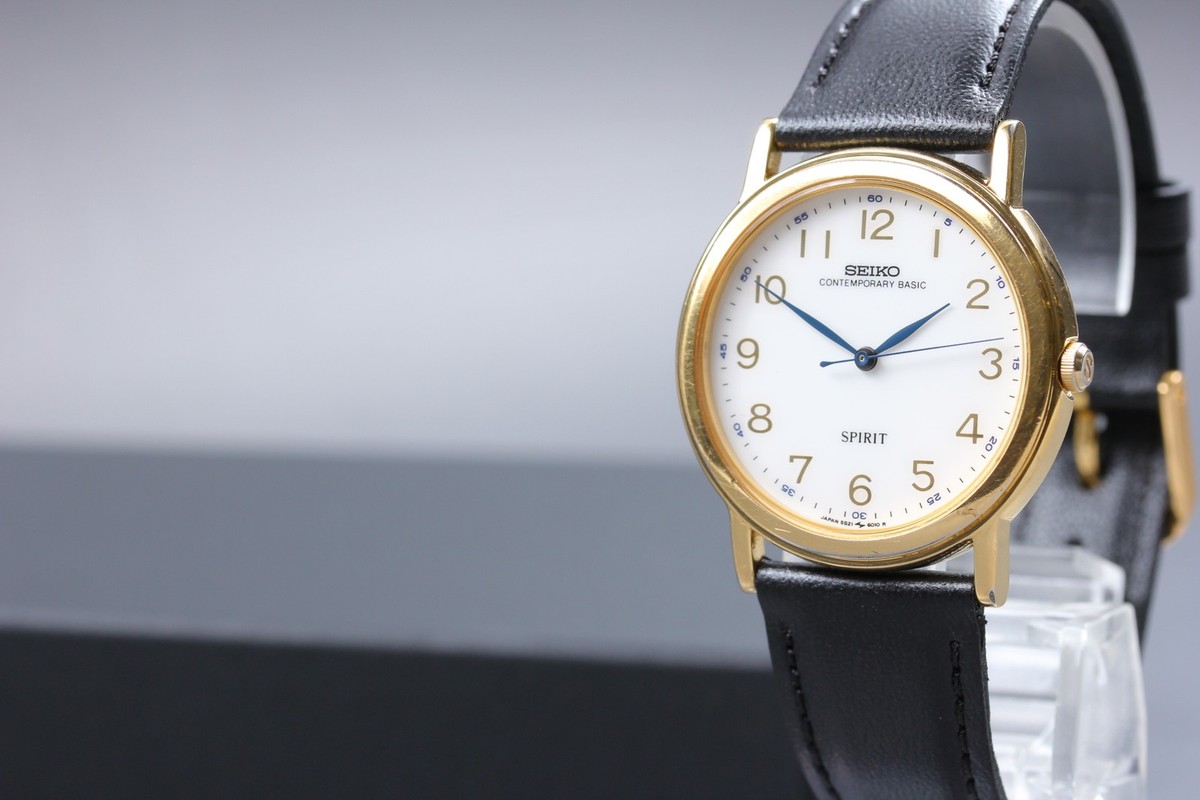 Vtg 1988 N MINT Seiko Spirit 5S21-6000 Sweep Second Gold Quartz