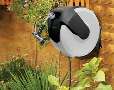 Retractable Wall Mount Hose Reel 100Ft AutoWinder Swivel Aluminum Outdoor