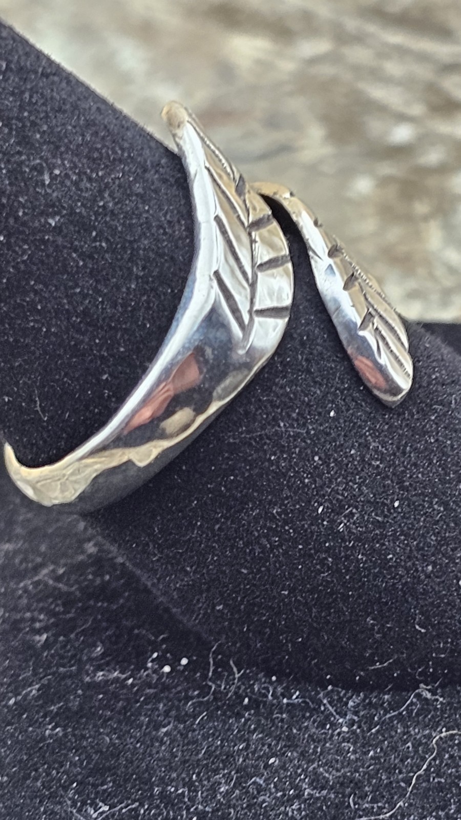Hand made Sterling Silver Leaf Ring Adjustable Si… - image 4