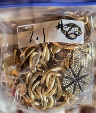 1.1 LBs Gold Tone Metal  SCRAP Repurpose JUNK  Broken PIECES Jewelry Lot #6