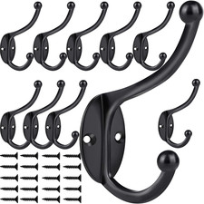 Wall Hooks,10Pcs Coat Hooks Hardware Towel Hooks for Hanging Coats Double No Rus