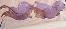 Handblown Lilac Swirl Glass Candle Holder Set Of 2