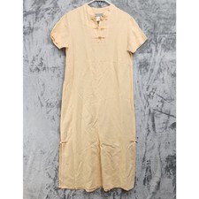 Vintage Coldwater Creek Dress Womens PS PETITE Yellow Linen Cotton Blend Maxi