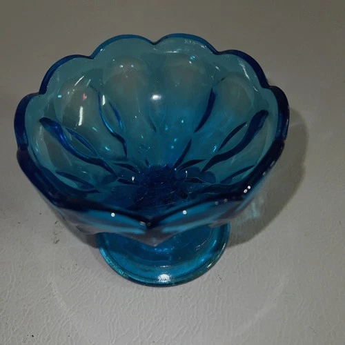 MCM Vintage Blue Fairfield Pattern Anchor Hocking Dessert Dish 3.5"x4.5"