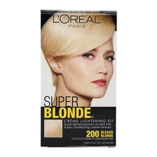 L'Oreal Paris Super Blonde Creme Lightening Kit, 200 Bleach Blonde Hair Color