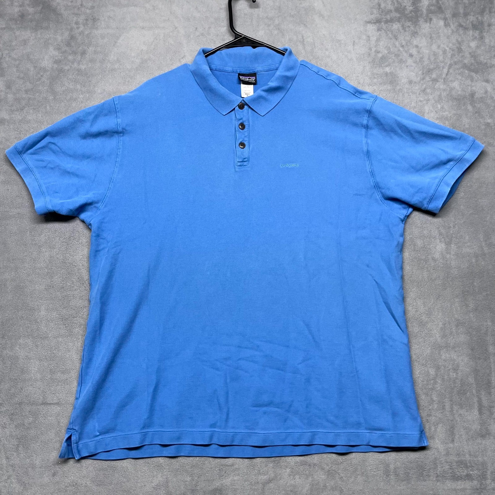 Patagonia Polo Shirt Mens XL Blue Logo Cotton Short Sleeve Golf Tennis Outdoor