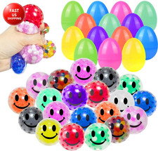 24 Pcs Easter Eggs with Colorful Stress Balls Squishy Balls Fidget Toys Squeeze