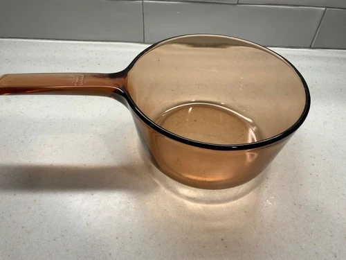 Vintage Pyrex Corning Ware Vision USA Amber Glass 1.5L Sauce Pot - NO LID
