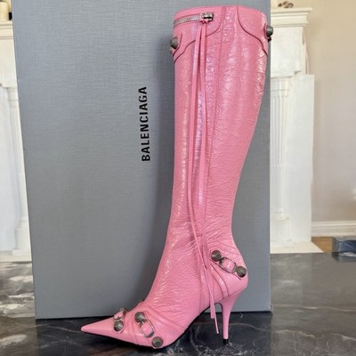 NIB $2,600 Balenciaga Cagole Leather Designer Boot knee Blush Pink 40/10 694395