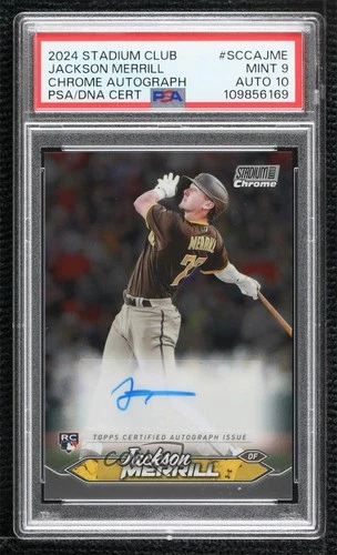 2024 Topps Stadium Club Chrome Jackson Merrill PSA 9 MINT Rookie Auto RC