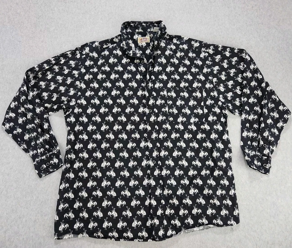 Camisa Granero Mosca Para Hombres Generosa Talla Mediana Manga Larga Caballo Vaquero Rodeo Ecuestre Foto 2 de 4