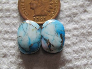 2 Blue Dahlia Cabs 15 carats Matching set Cabochons
