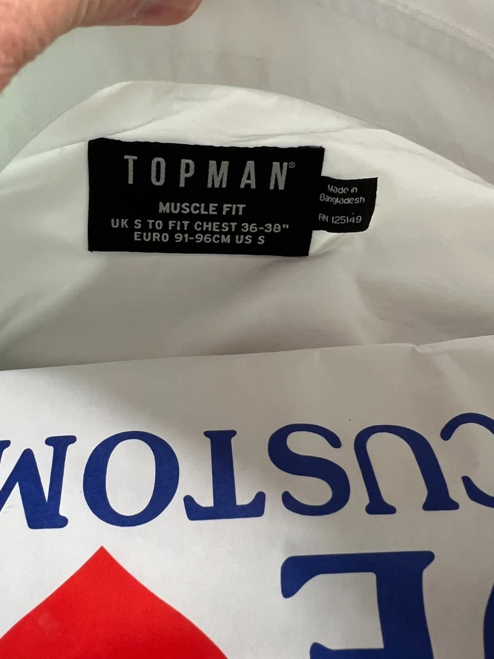 Topman Muscle Fit Manga Larga Con Botones Informal/Vestido Blanco Talla:Pequeño Foto 3 de 4