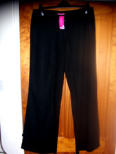 NWT TU.CHUZY? BLACK LINEN BLEND STRAIGHT LEG TROUSERS SIZE 12 LEG 33 INCHES