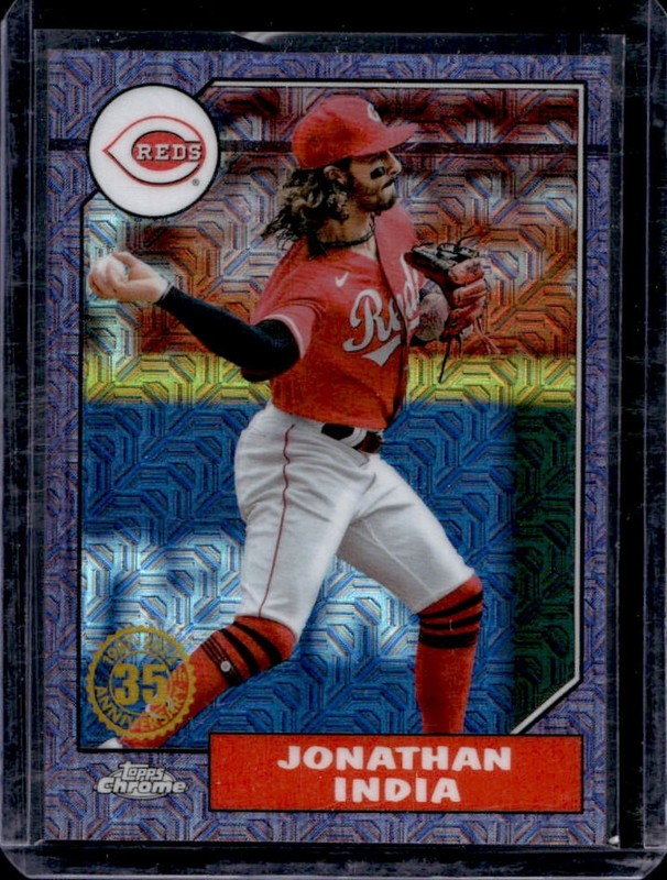 2022 Topps Update Jonathan India 1987 Chrome Silver Packs Purple #/75 Reds
