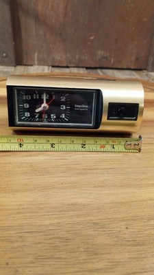 Vintage (1970) Compu Chron Quartz Analog Alarm Clock Travel Boat Gold Color