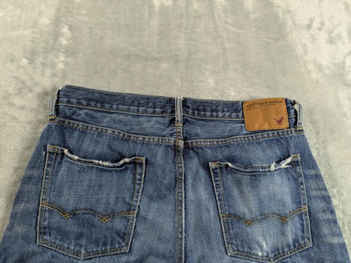 American Eagle Jeans Mens 34x32 Blue Low Rise Bootcut Distressed Frayed Y2K READ - Picture 20 of 20