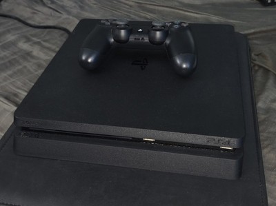 Sony PlayStation 4 Slim Black Console with Controller, HDMI, and Power Cable