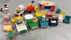 Fisher Price Vtg Toys Little People, Ambulance, Cars, Furniture & More 26 Items