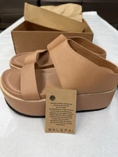 Wal & Pai Leather Camel Calf Morella Platform Sandals Shoes Size 9 EU 40 Womens