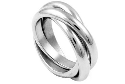 Triple Band Rolling Russian Wedding Ring / Commitment Purity Love Trinity Rings