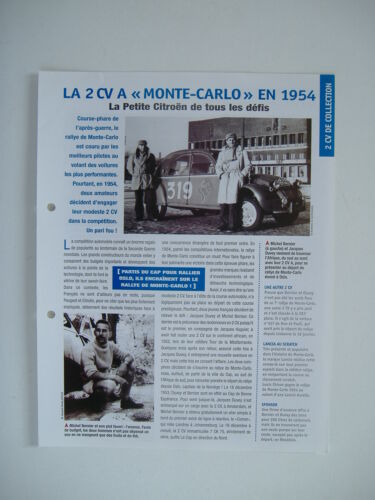 fiche auto "2 CV CITROËN"  LA 2 CV A "MONTE-CARLO" EN 1954 - Photo 1/1