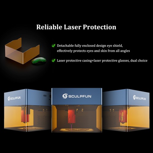 SCULPFUN iCube 3W Laser Cutter & Gravierer - Rauchfilter, Temp.-Alarm, EU Plug - Bild 15 von 17