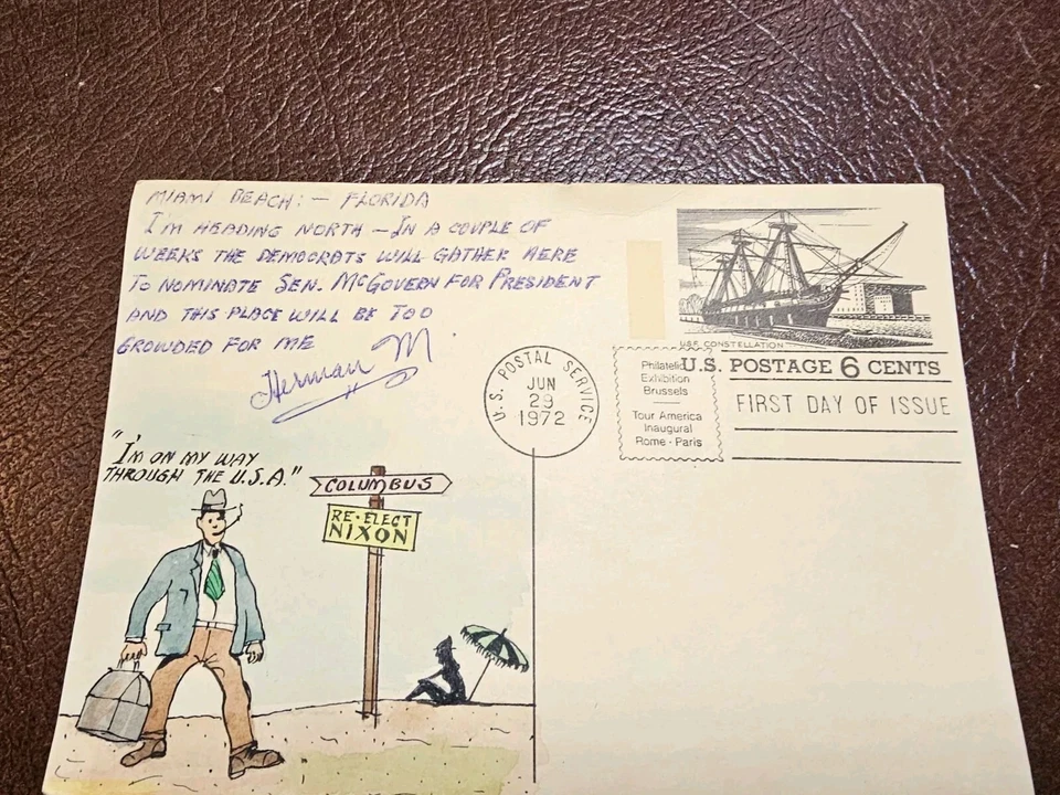 FDC  UX61  6C RARE HERMAN MAUL HAND PAINTED WITH SPECIAL MESSAGE  - Image 2 of 4