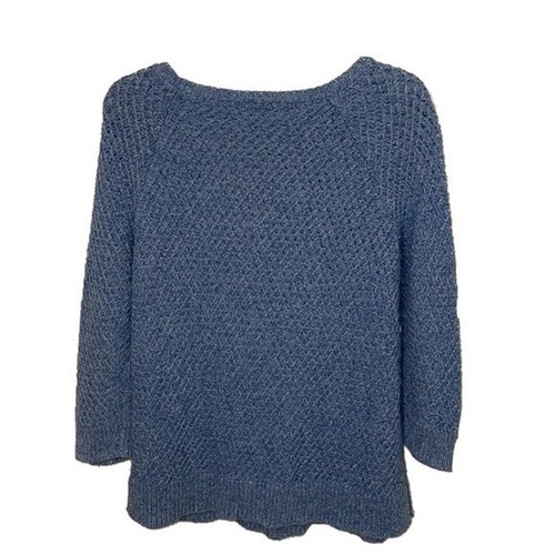 Talbots Blue Cotton Basketweave Knit Sweater Womens Size Large Pullover - Picture 4 of 12