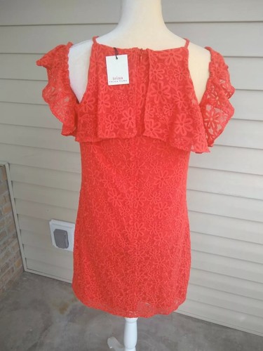 Trina Turk Gr. S Ladybug Roseville schulterfreies Damenkleid orange rot Spitze 178 $ - Bild 4 von 5