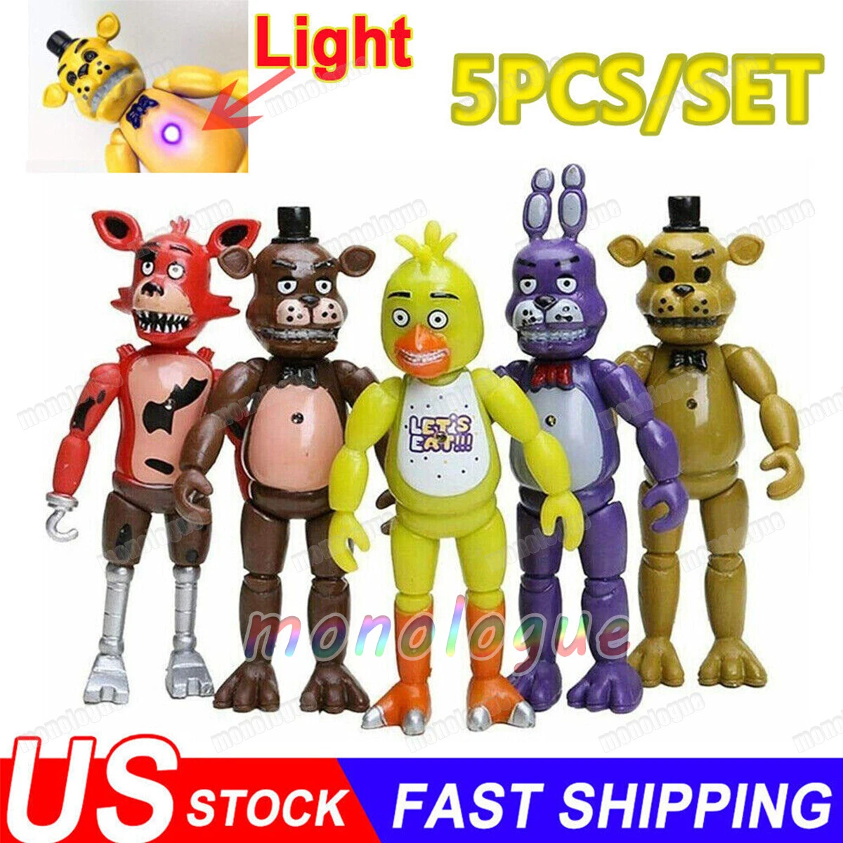 5Pcs Five Nights At Freddy s FNAF 6 Action Figures Holiday Kids Toys Xmas Gift